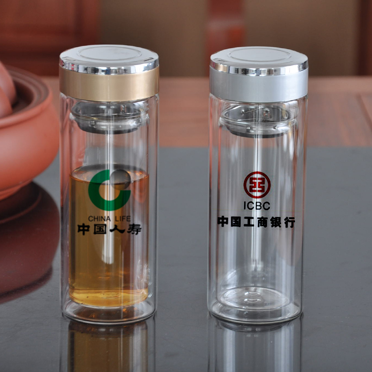 經(jīng)典蓋帶茶隔薄底雙層玻璃杯